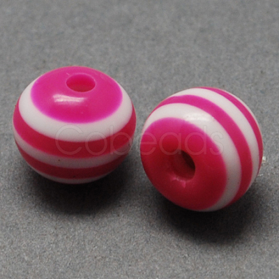 Round Striped Resin Beads RESI-R158-8mm-08-1