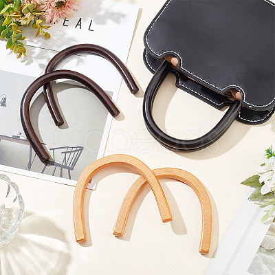 PandaHall Elite 6Pcs 3 Style Wooden U-Shaped Bag Handles FIND-PH0010-41-1