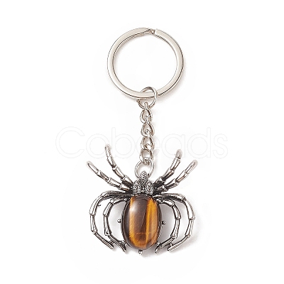 Spider Natural Tiger Eye Pendant Keychain KEYC-C015-01K-1