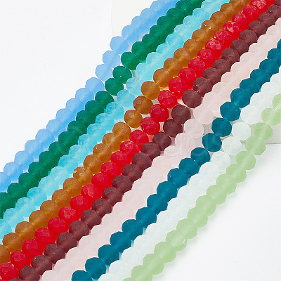 ARRICRAFT 10 Strands 10 Colors Frosted Transparent Glass Beads Strands FGLA-AR0001-02-1