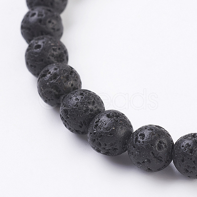 Natural Lava Rock Beaded Bracelets BJEW-JB03337-01-1