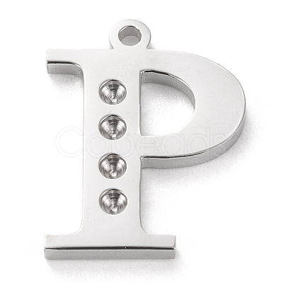 Tarnish Resistant 304 Stainless Steel Letter Pendant Rhinestone Settings STAS-J028-01P-1