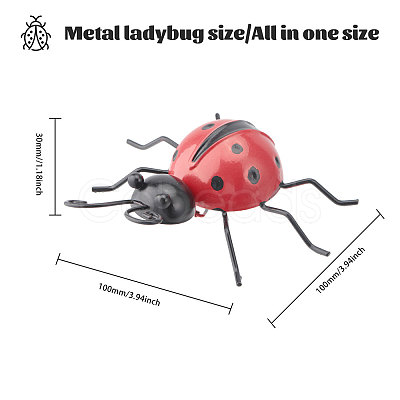 Globleland 5Pcs 5 Styles Iron Ladybug Wall Decoration DJEW-GL0001-04-1