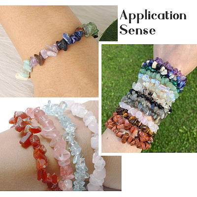 Fashewelry 5Pcs 5 Style Natural Mixed Stone Chip Beads Stretch Bracelets for Women BJEW-FW0001-03-1