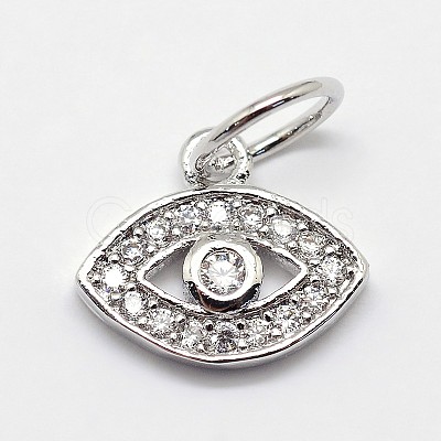 CZ Brass Micro Pave Cubic Zirconia Evil Eye Charms ZIRC-L018-10-1