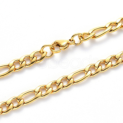 PVD Vacuum Plating 304 Stainless Steel Figaro Chain Necklaces NJEW-S420-003A-G-1