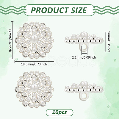 10Pcs 1-Hole Alloy Shank Buttons BUTT-FG0001-33-1