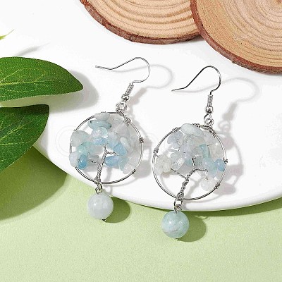 Natural Aquamarine Dangle Earrings EJEW-JE05747-05-1