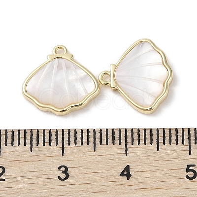 Brass Pave Shell Charms KK-G491-41G-1