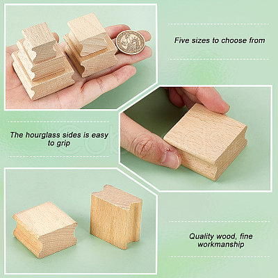 AHADERMAKER 20Pcs 5 Styles Square Grooved Wood Blocks for Stamp Carving WOOD-GA0001-63-1