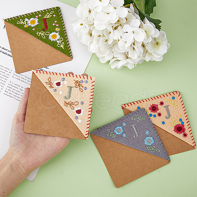 HOBBIESAY 4Pcs 4 Styles Season Theme Non-woven Felt Embroidery Corner Bookmarks FIND-HY0002-47B-1