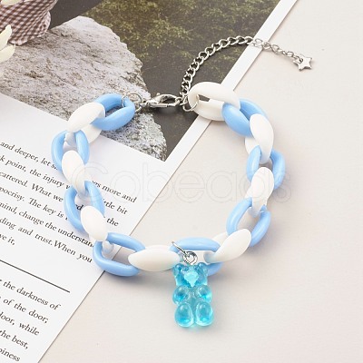 Resin Bear Charm Bracelets BJEW-JB06281-01-1