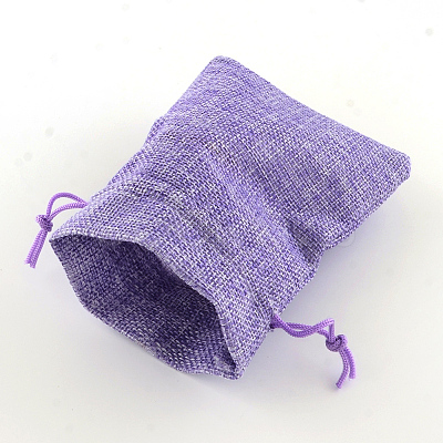 Polyester Imitation Burlap Packing Pouches Drawstring Bags X-ABAG-R004-14x10cm-08-1