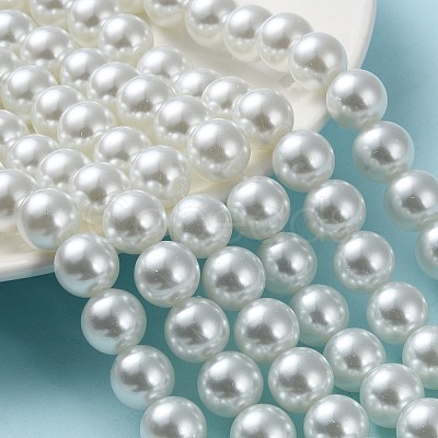 Baking Painted Pearlized Glass Pearl Round Bead Strands HY-Q003-12mm-01-1