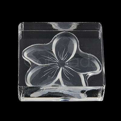 5-Petal Flower Silicone Clear Stamps with Acrylic Blocks DIY-G121-07A-1