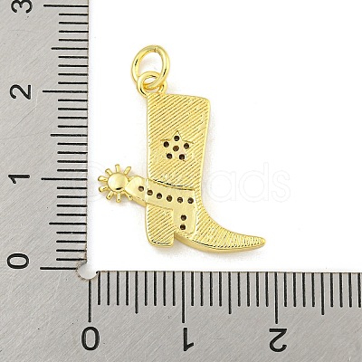 Cowboy Boots Rack Plating Brass Micro Pave Clear Cubic Zirconia Pendants KK-Z053-05G-1