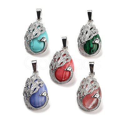 Synthetic Mixed Stone Teardrop Pendants G-G112-03P-1