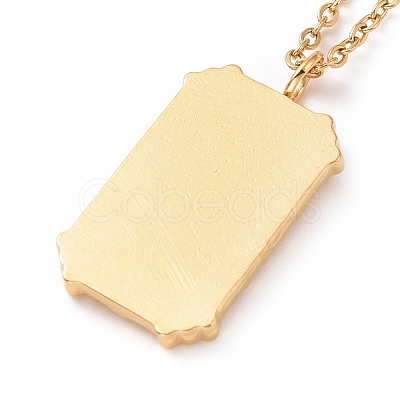 Ion Plating(IP) 304 Stainless Steel Rectangle with Sun Pendant Necklace for Women NJEW-E014-12G-1