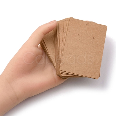 Rectangle Kraft Paper One Pair Earring Display Cards with Hanging Hole CDIS-YW0001-05-1