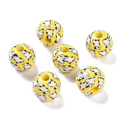 Printed Wood Beads WOOD-C017-01B-1