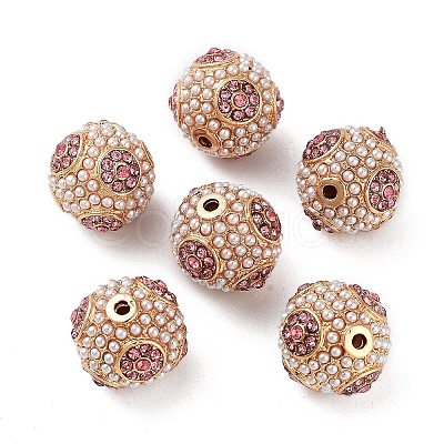 Golden Plated Alloy Rhinestone Beads FIND-E046-14G-01-1