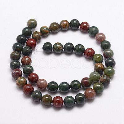 Natural Indian Bloodstone Beads Strands G-G954-02-10mm-1