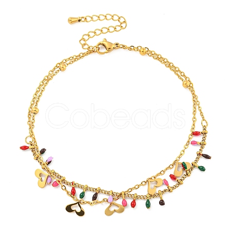 304 Stainless Steel Enamel Anklets AJEW-P125-01B-G-1