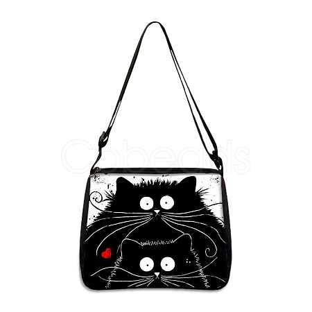 Cat Polyester Shoulder Bags PW-WG04021-06-1