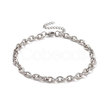 304 Stainless Steel Cable Chain Bracelet for Men Women BJEW-E031-01P-01-1