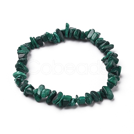Natural Malachite Chip Beads Stretch Bracelets X-BJEW-JB05765-04-1