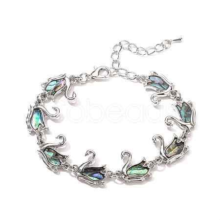 Swan Natural Abalone Shell/Paua Shell Link Bracelets for Women FS5984-4-1