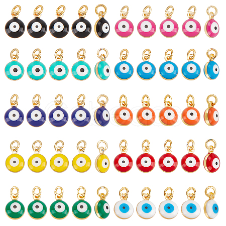 Beebeecraft 50Pcs 10 Colors Brass Enamel Charms KK-BBC0003-66-1