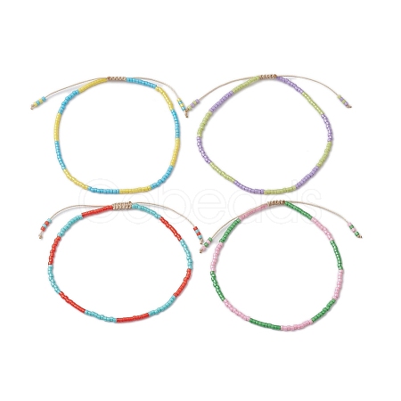 4Pcs 4 Colors Adjustable Glass Seed Beads Braided Bracelet Sets BJEW-JB10803-1