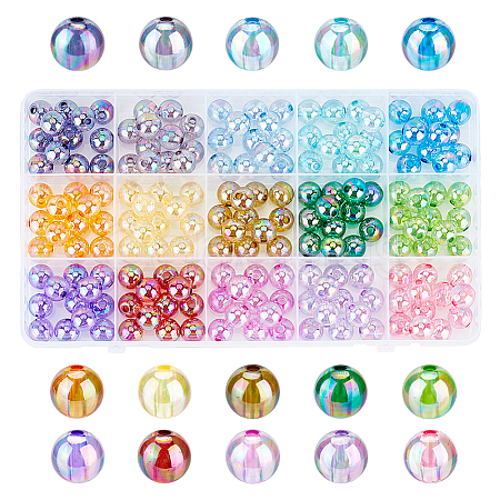 PandaHall Elite 180Pcs 15 Colors Transparent Acrylic Beads MACR-PH0001-58-1