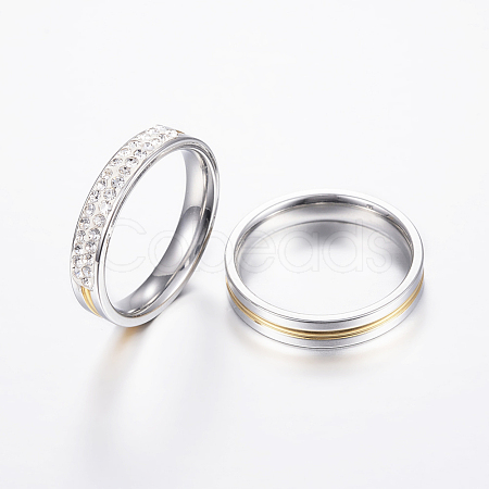304 Stainless Steel Couple Rings RJEW-P057-03-1