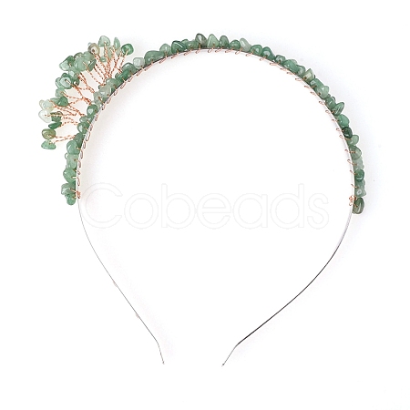 Green Aventurine with Metal Hair Bands PW-WG4CD56-04-1