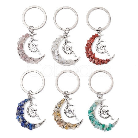 Synthetic Turquoise & Natural Red Jasper White Moonstone Citrine Lapis Lazuli Rose Quartz Keychain KEYC-JKC00969-1