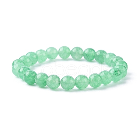 Dyed Natural Green Aventurine Beads Stretch Bracelets BJEW-Q305-1