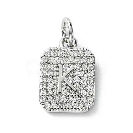 Rack Plating Brass Micro Pave Clear Cubic Zirconia Charms KK-G501-01K-P-1