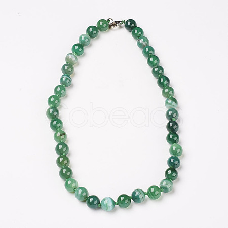 Natural Dyed Agate Beads Necklaces NJEW-F139-8mm-17-1