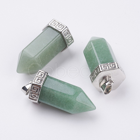 Natural Green Aventurine Pointed Pendants G-E442-03F-1