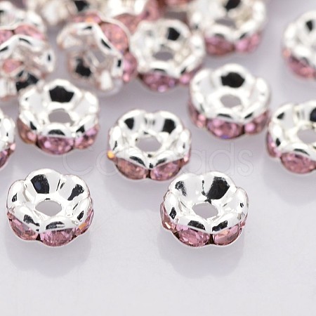 Brass Rhinestone Spacer Beads RB-A014-L6mm-27S-NF-1