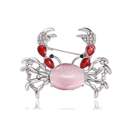 Crab Alloy Rhinestone Brooches PW-WGF2421-01-1