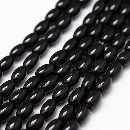Natural Black Onyx Beads Strands G-N0171-04-4x6mm-1