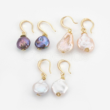 Baroque Pearl Keshi Pearl Dangle Earrings EJEW-JE02832-1