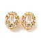 Brass Micro Pave Clear Cubic Zirconia Beads, Oval, Real 18K Gold Plated, 8.5x7x5.5mm, Hole: 1.2mm