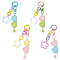 WADORN 4Pcs 4 Colors Plastic Colorful Matte Heart Pendant Keychain with Flower Chains Mobile Accessories Decoration, for Women Bag Mobile Phone Car Key Decor, Mixed Color, 12.2cm, 1pc/color