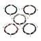 6mm Round Mixed Gemstone Braided Bead Bracelets, Adjustable 304 Stainless Steel Tiny Cross Charm Bracelets, Inner Diameter: 2~3 inch(5.2~7.75cm)