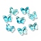 Transparent Baking Paint Glass Beads, with Glitter Powder, Butterfly, Cyan, 10x14x5.5mm, Hole: 1mm