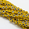 Handmade Evil Eye Lampwork Flat Round Bead Strands, Gold, 8x3.2mm, Hole: 1mm, about 49pcs/strand, 14.56 inch